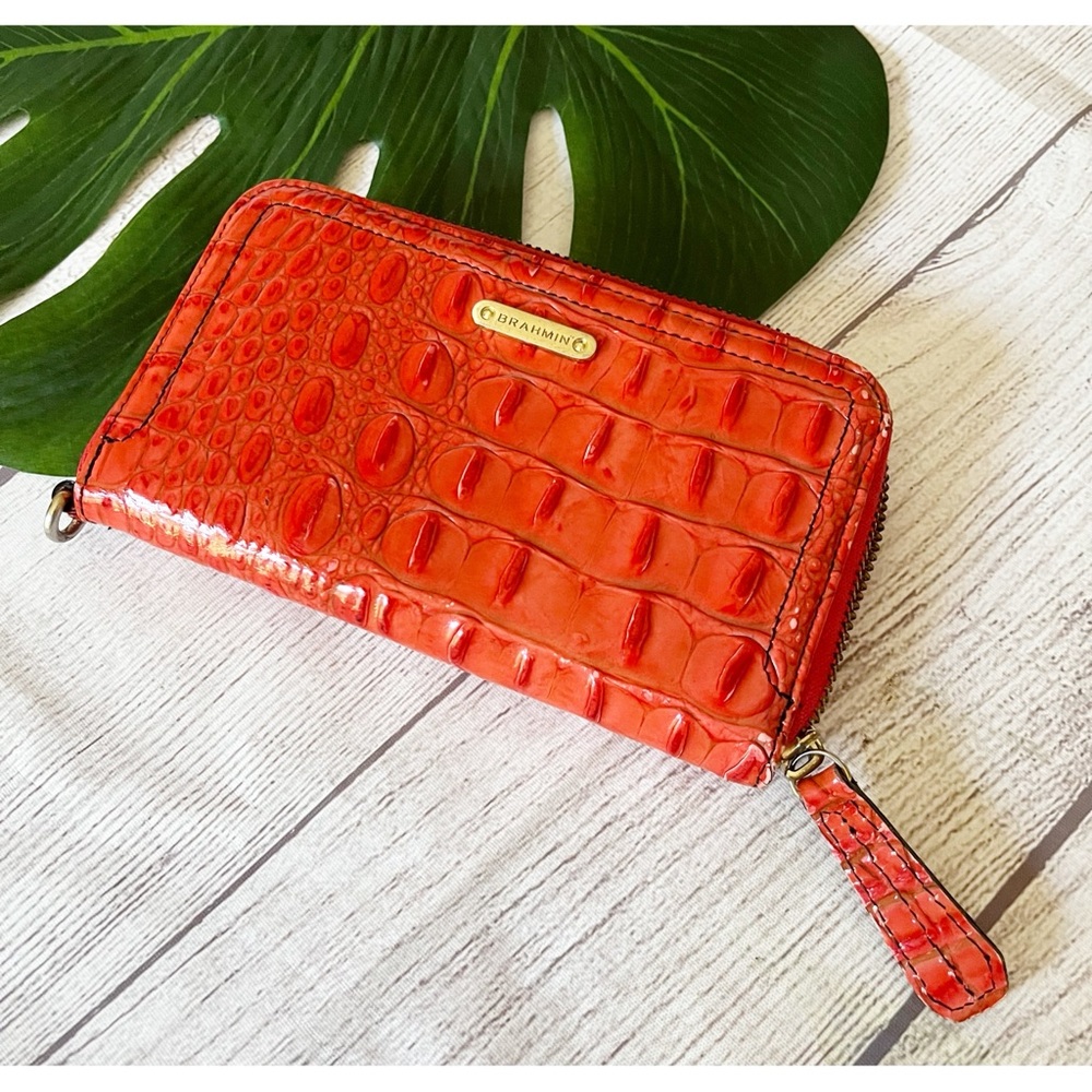 Brahmin crocodile pattern cayenne pepper color wallet
